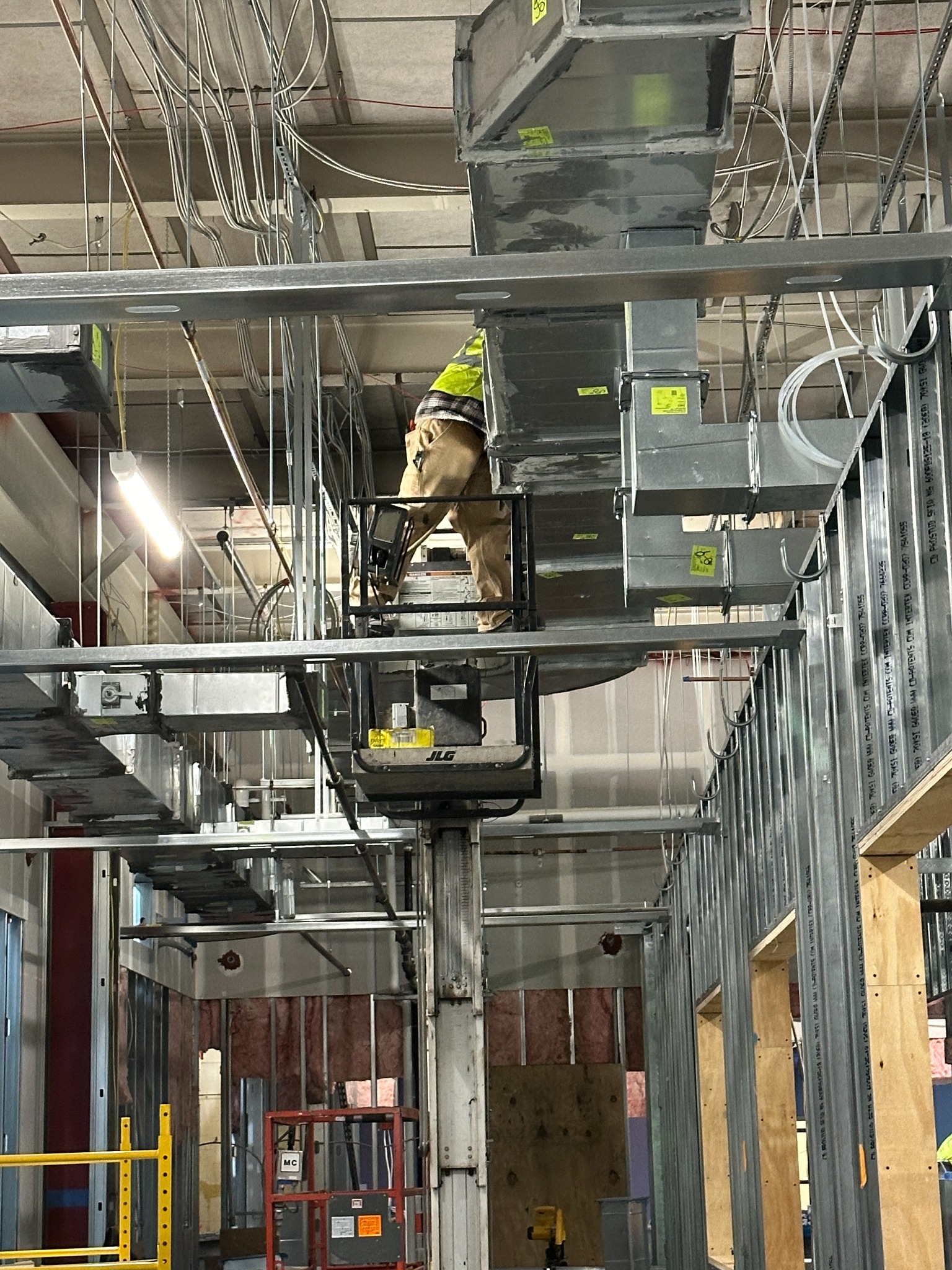 Duct installation in commercial interior
